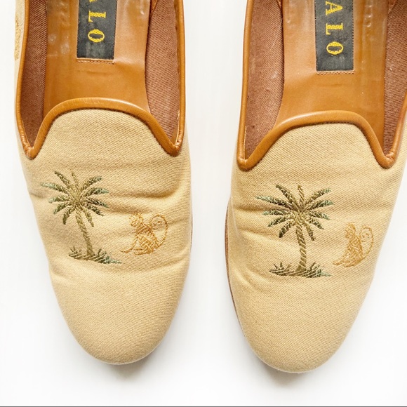 💕 Zalo Monkey Palm Embroidered Canvas Loafers - Picture 4 of 7